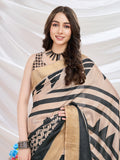 Beige Silk Blend Casual Wear Saree With Blouse Piece