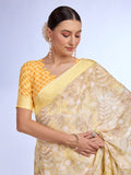 Yellow Georgette Saree With Blouse Piece