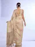 Khaki Tissue Saree With Blouse Piece