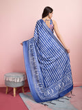 Blue Silk Blend Daily Wear Saree With Blouse Piece