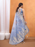 Blue Cotton Blend Festive Wear Saree With Blouse Piece