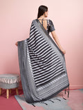 Grey Silk Blend Daily Wear Saree With Blouse Piece