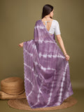 Purple Organza Party Wear Saree With Blouse Piece