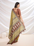 Yellow Cotton Blend Casual Wear Saree With Blouse Piece