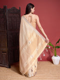 Cream Linen Saree With Blouse Piece