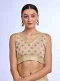 Khaki Tissue Saree With Blouse Piece