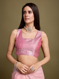 Peach Linen Daily Wear Saree With Blouse Piece