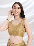 Mustard Cotton Blend Festive Wear Saree With Blouse Piece