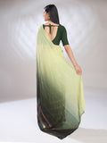 Green Silk Blend Ready To Wear Saree With Blouse Piece