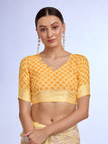 Yellow Georgette Saree With Blouse Piece