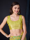 Green Chiffon Saree With Blouse Piece