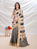 Beige Silk Blend Casual Wear Saree With Blouse Piece