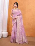 Pink Cotton Blend Festive Wear Saree With Blouse Piece