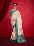 Cream Poly Silk Festival Saree With Blouse Piece