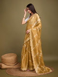 Yellow Organza Party Wear Saree With Blouse Piece