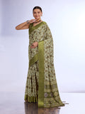 Green Tissue Saree With Blouse Piece