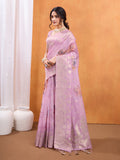 Pink Cotton Blend Festive Wear Saree With Blouse Piece