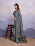 Grey Poly Silk Festival Saree With Blouse Piece