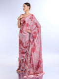 Light Pink Satin Saree With Blouse Piece