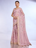 Pink Tissue Linen Saree With Blouse Piece