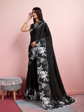 Black Silk Blend Party Wear Saree With Blouse Piece