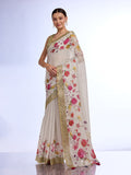 White Linen Saree With Blouse Piece