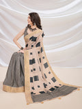 Beige Silk Blend Casual Wear Saree With Blouse Piece