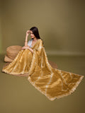 Yellow Organza Party Wear Saree With Blouse Piece