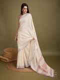 Beige Linen Daily Wear Saree With Blouse Piece