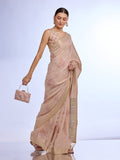 Beige Tissue Saree With Blouse Piece