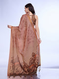 Peach Poly Silk Festival Saree With Blouse Piece