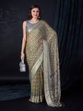 Dark Green Chiffon Saree With Blouse Piece