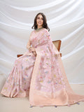 Pink Pure Cotton Festive Wear Saree With Blouse Piece