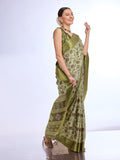 Green Tissue Saree With Blouse Piece