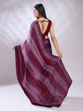 Purple Silk Blend Ready To Wear Saree With Blouse Piece