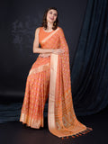 Orange Chiffon Saree With Blouse Piece