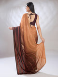 Brown Silk Blend Ready To Wear Saree With Blouse Piece