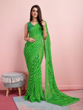 Green Chiffon Festive Saree With Blouse Piece