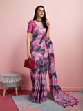 Purple Silk Blend Party Wear Saree With Blouse Piece