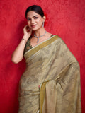 Green Poly Silk Festival Saree With Blouse Piece