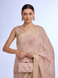 Beige Tissue Saree With Blouse Piece