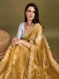 Yellow Organza Party Wear Saree With Blouse Piece