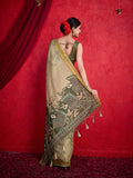 Green Poly Silk Festival Saree With Blouse Piece