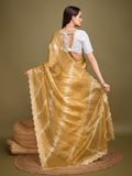 Yellow Organza Party Wear Saree With Blouse Piece