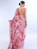 Light Pink Satin Saree With Blouse Piece