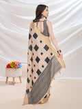 Beige Silk Blend Casual Wear Saree With Blouse Piece