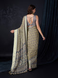 Dark Green Chiffon Saree With Blouse Piece