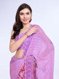 Lavender Poly Chiffon Festival Saree With Blouse Piece