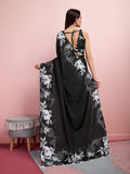 Black Silk Blend Party Wear Saree With Blouse Piece