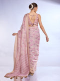 Pink Tissue Linen Saree With Blouse Piece